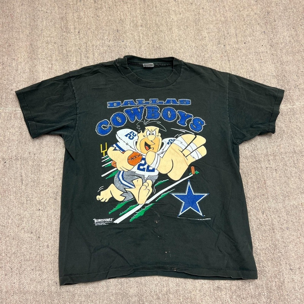 Vintage Dallas Cowboys Shirt‎ Mens Large Black 1990s Flintstones